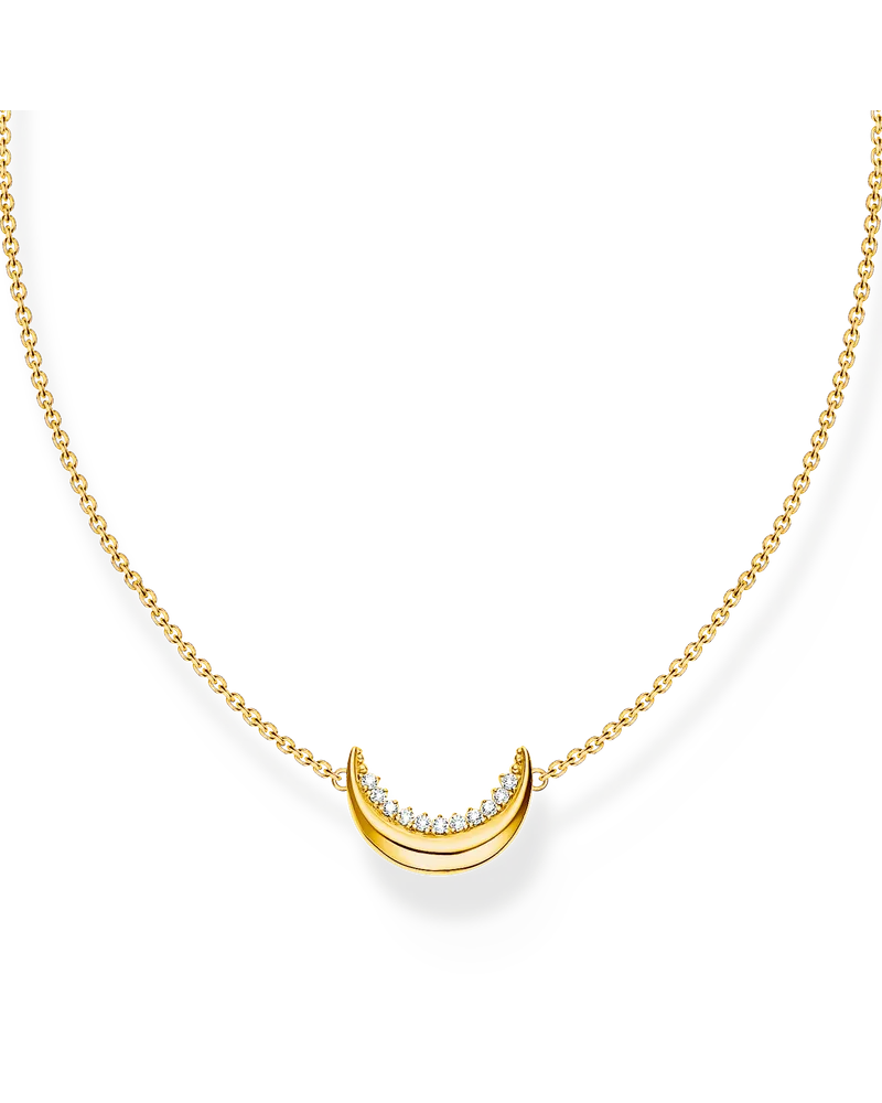 Thomas Sabo Damen Kette mit Mond-Anhänger Moon Romance vergoldet, Sterlingsilber Gelbgold vergoldet Gelbgoldfarben