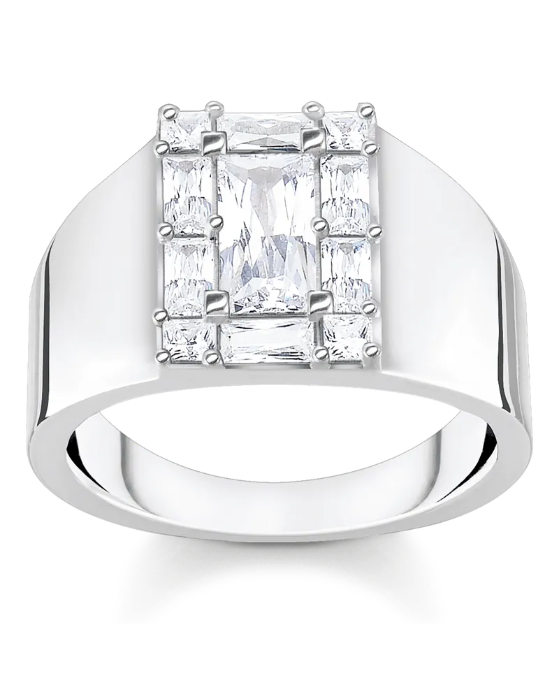 Thomas Sabo Damen Ring weißer Stein silber, Sterlingsilber Silberfarben
