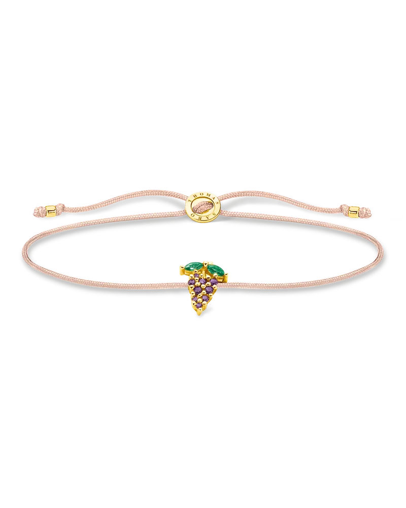 Thomas Sabo Damen Armband Little Secret Weintraube gold, 925 Sterlingsilber, vergoldet Gelbgold/ Glas-Keramik Stein, Charming Collection Beige