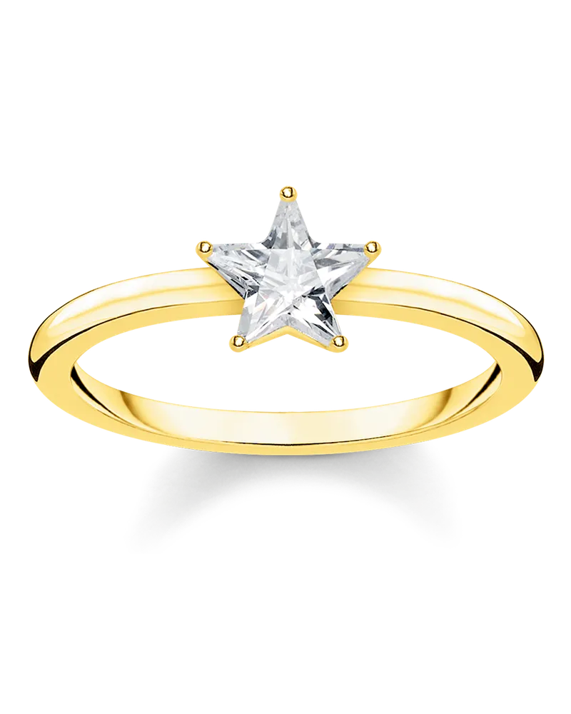 Thomas Sabo Damen Ring Funkelnder Stern gold, Sterlingsilber Gelbgold vergoldet Gelbgoldfarben