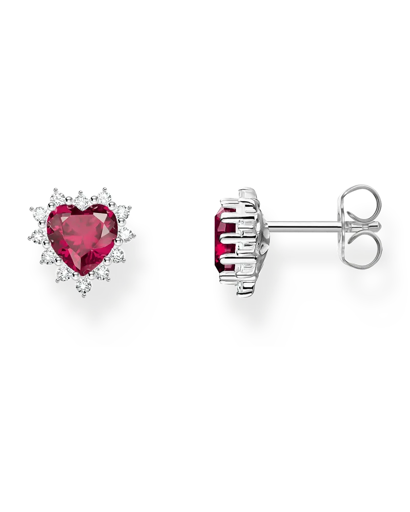Thomas Sabo Damen Herz-Ohrstecker Romance Silber, Sterlingsilber Rot