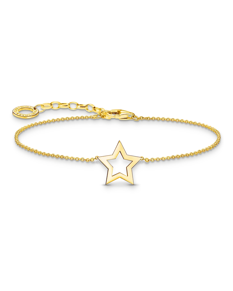 Thomas Sabo Damen Armband mit Stern-Anhänger vergoldet, Sterlingsilber Gelbgold vergoldet, Charming Collection Gelbgoldfarben