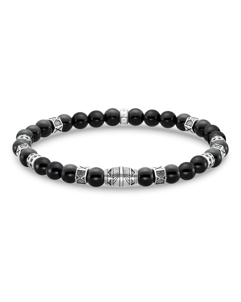 Thomas Sabo Herren Armband mit schwarzen Onyx-Beads Silber, 925 Sterlingsilber geschwärzt/ Achat Schwarz