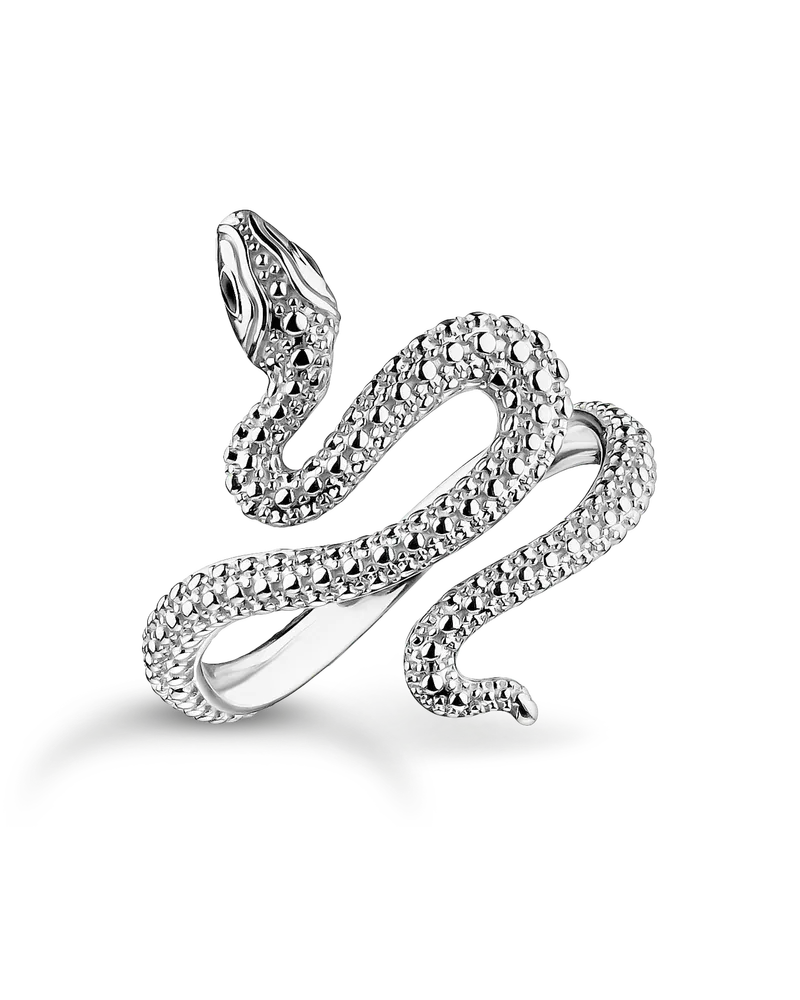 Thomas Sabo Damen Schlangen-Ring Tempting Romance Silber, Sterlingsilber Schwarz