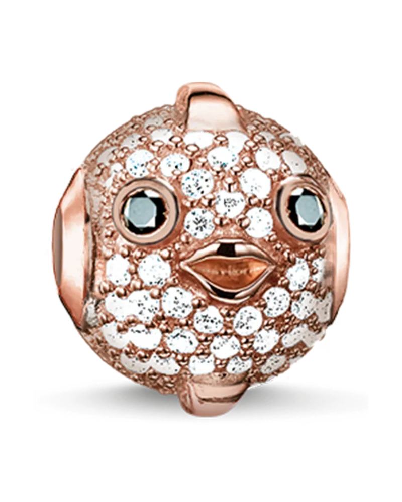 Thomas Sabo Damen Bead Kugelfisch Fugu, Sterlingsilber Roségold vergoldet, Karma Beads Roségoldfarben