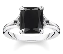 Ring mit schwarzem Stein Silber