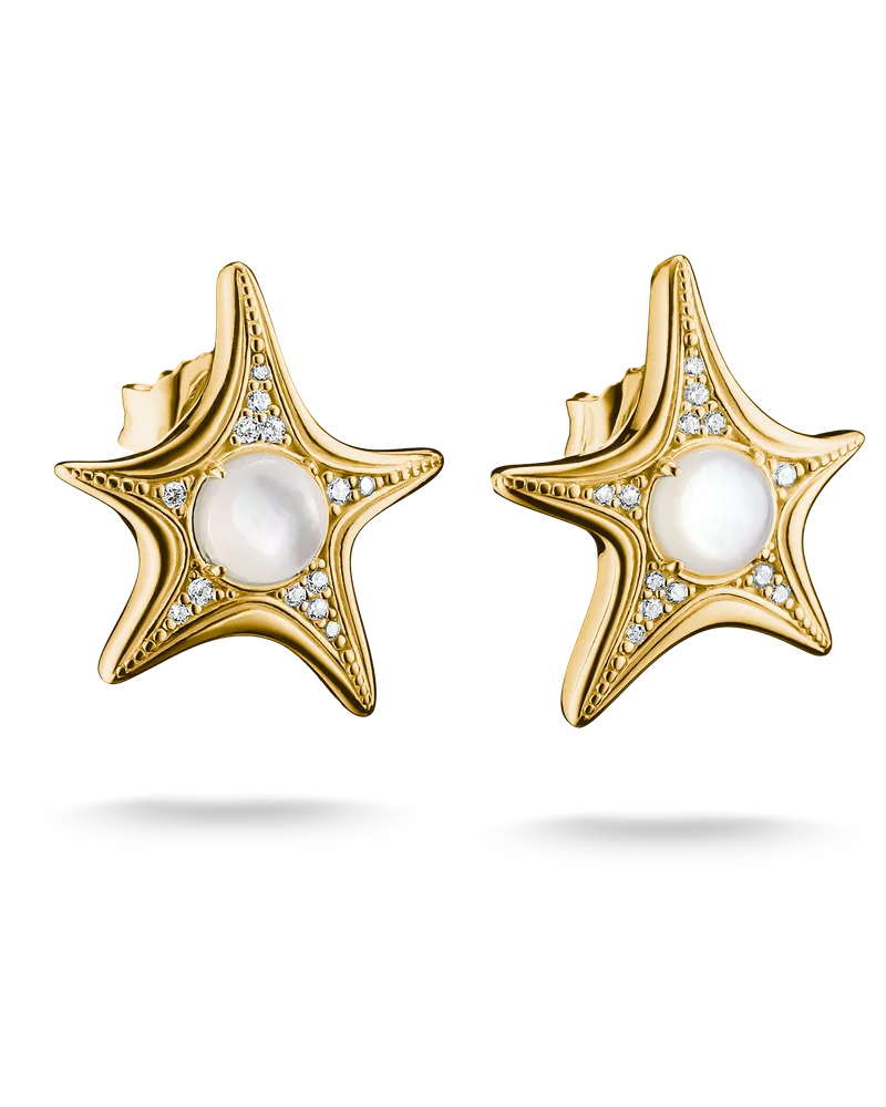 Thomas Sabo Damen Ohrstecker Seestern mit Perlmutt, M01 Gelbgoldfarben