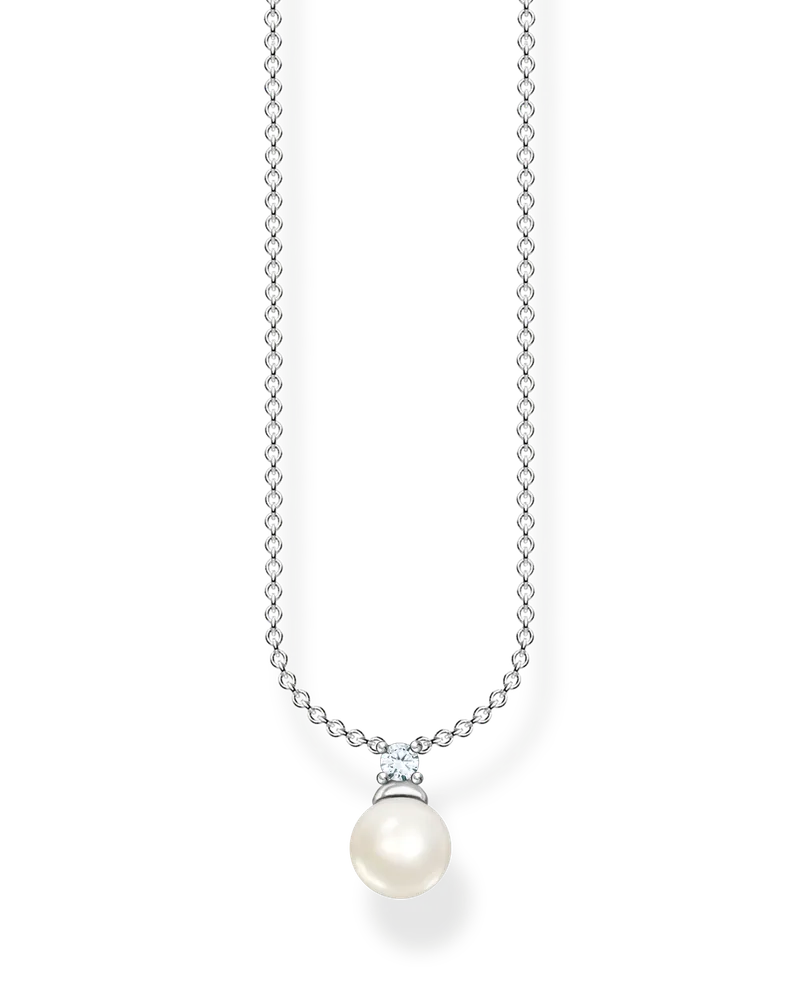 Thomas Sabo Damen Kette Perle silber, Sterlingsilber, Charming Collection Silberfarben