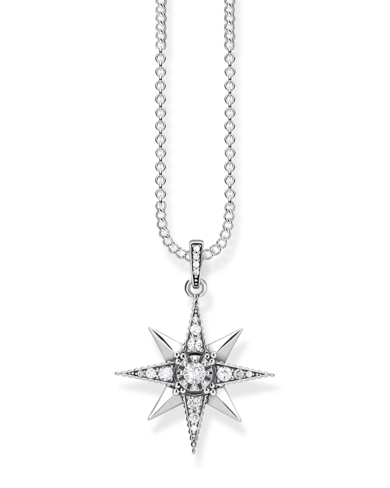 Thomas Sabo Damen Kette Royalty Stern weiß, Sterlingsilber Silberfarben