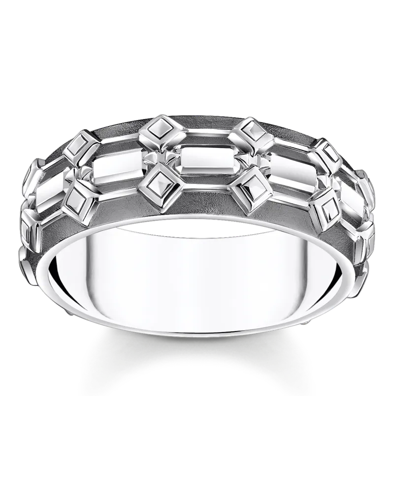 Thomas Sabo Herren Ring Krokodilpanzer breit Silber geschwärzt, Sterlingsilber geschwärzt Silberfarben