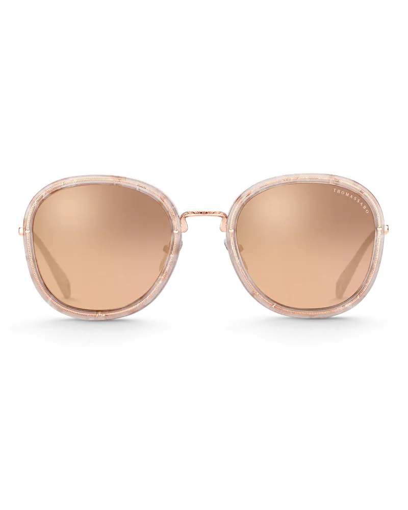 Thomas Sabo Damen Sonnenbrille Mia Quadratisch rosa Verspiegelt, Edelstahl / Silikon Pink