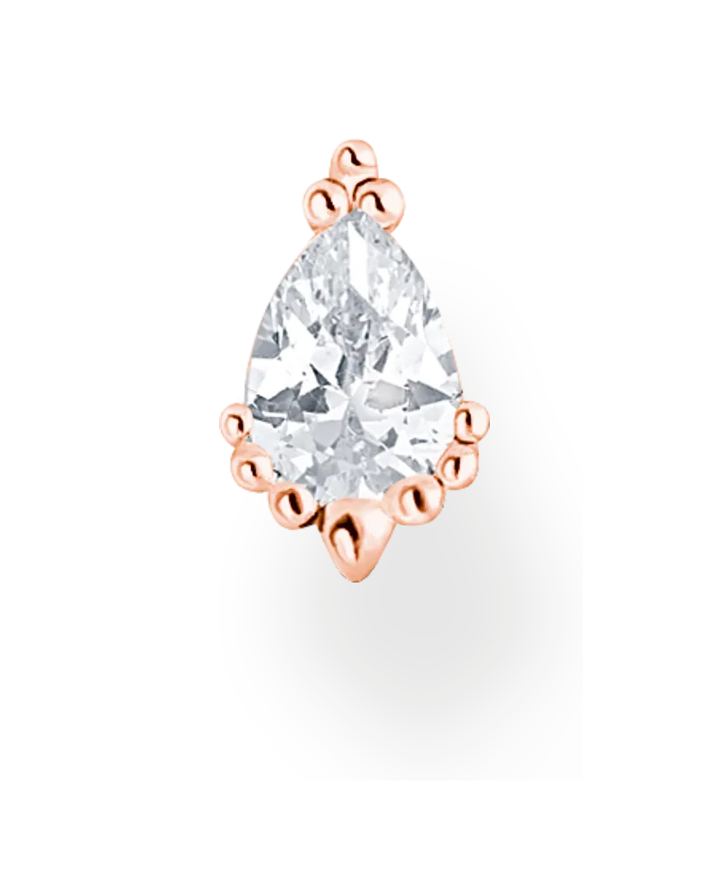 Thomas Sabo Damen Einzel Ohrstecker Eiskristall roségold, Sterlingsilber Roségold vergoldet, Charming Collection Roségoldfarben