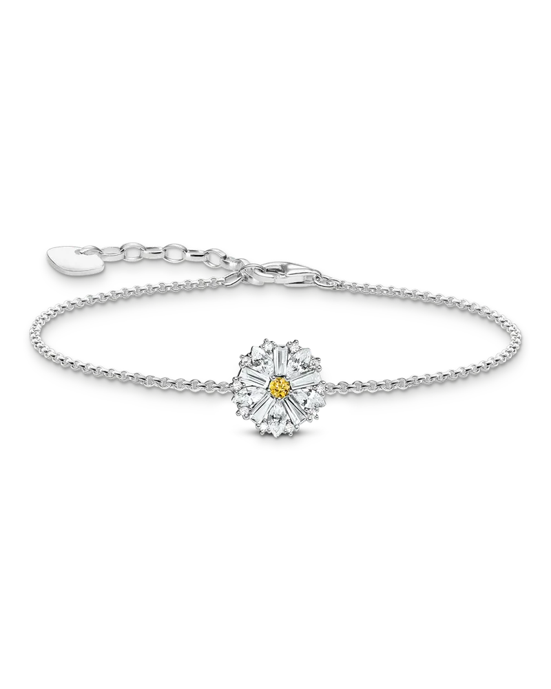 Thomas Sabo Damen Armband Blume Lovely Daisy mit Steinen Silber, Sterlingsilber Silberfarben