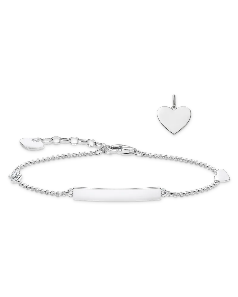 Thomas Sabo Herren Schmuck-Set Herzanhänger & Armband mit Gravur Silber 