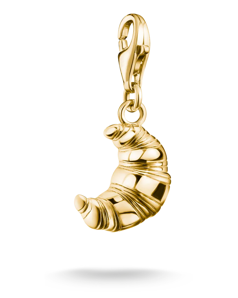 Thomas Sabo Damen Charm-Anhänger Croissant vergoldet, Sterlingsilber Gelbgold vergoldet, Charm Club Collection Beige