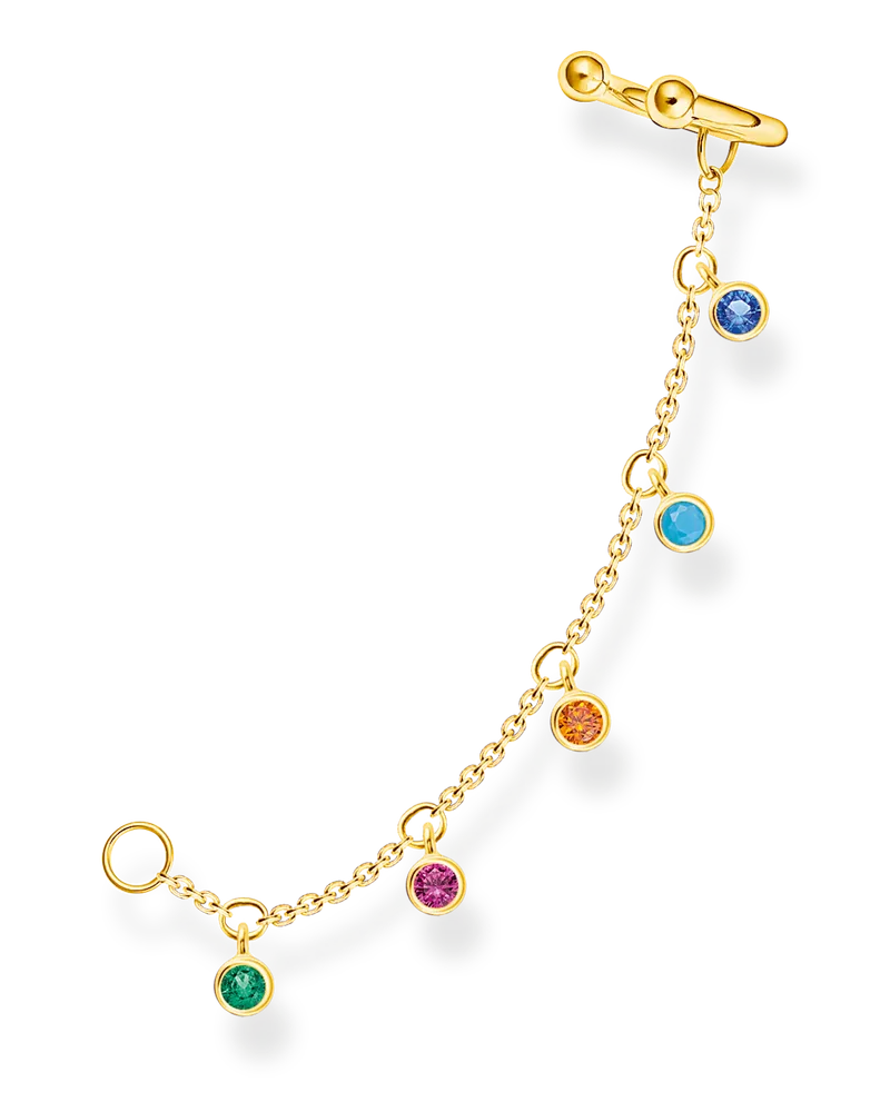 Thomas Sabo Damen Ohrklemme bunte Steine gold, 925 Sterlingsilber vergoldet Gelbgold/ Glas-Keramik Stein/ synthetischer Korund/ Zirkonia, Charming Collection Blau