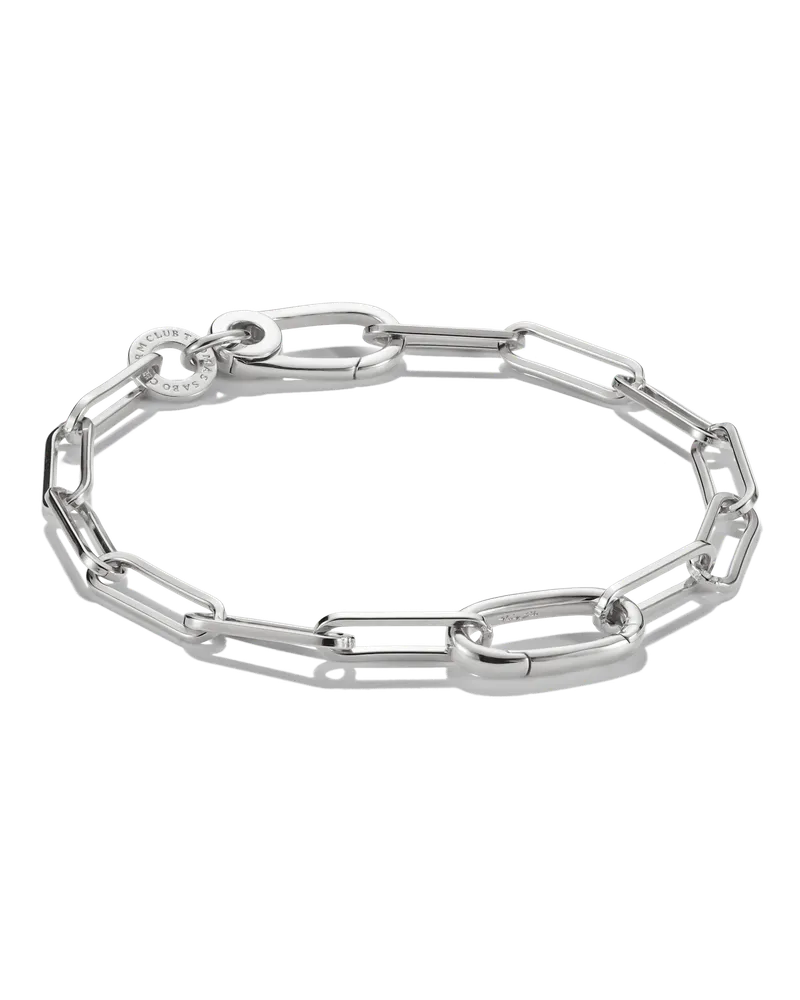 Thomas Sabo Damen Charm-Armband Paperclip mit einem Connect Link Silber, Sterlingsilber Silberfarben
