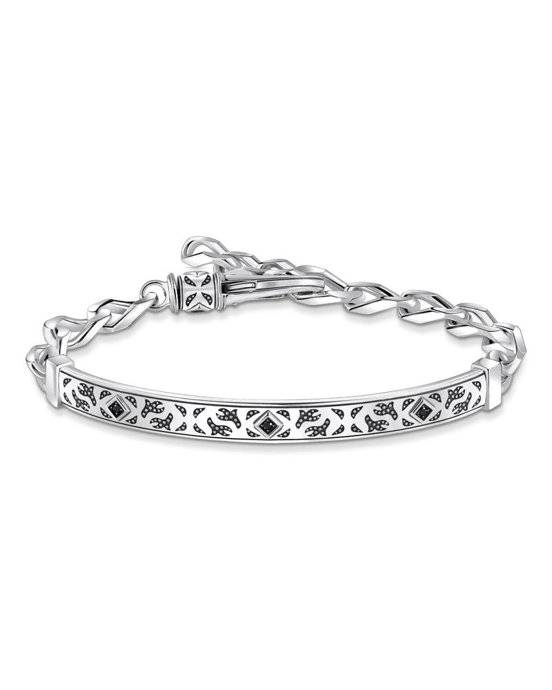 Thomas Sabo Herren Armband mit Fellmuster Silber geschwärzt, Sterlingsilber Schwarz