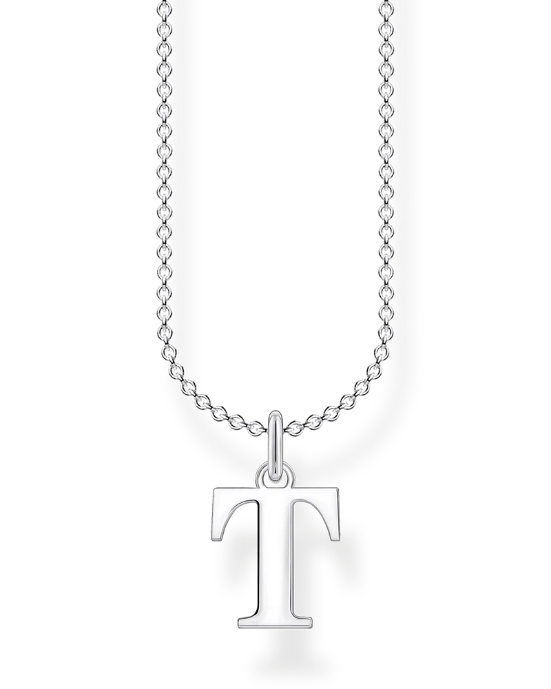 Thomas Sabo Damen Kette Buchstabe T, Sterlingsilber, Charming Collection Silberfarben