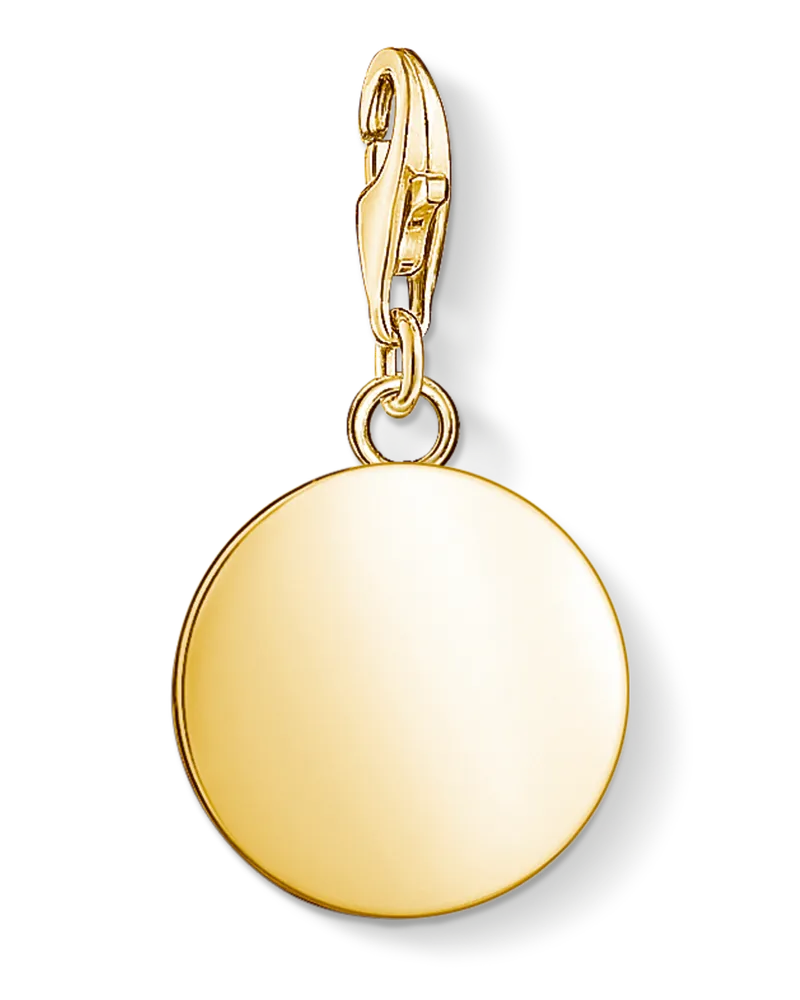 Thomas Sabo Damen Charm-Anhänger Coin mit Gravur, Sterlingsilber Gelbgold vergoldet, Charm Club Collection Gelbgoldfarben