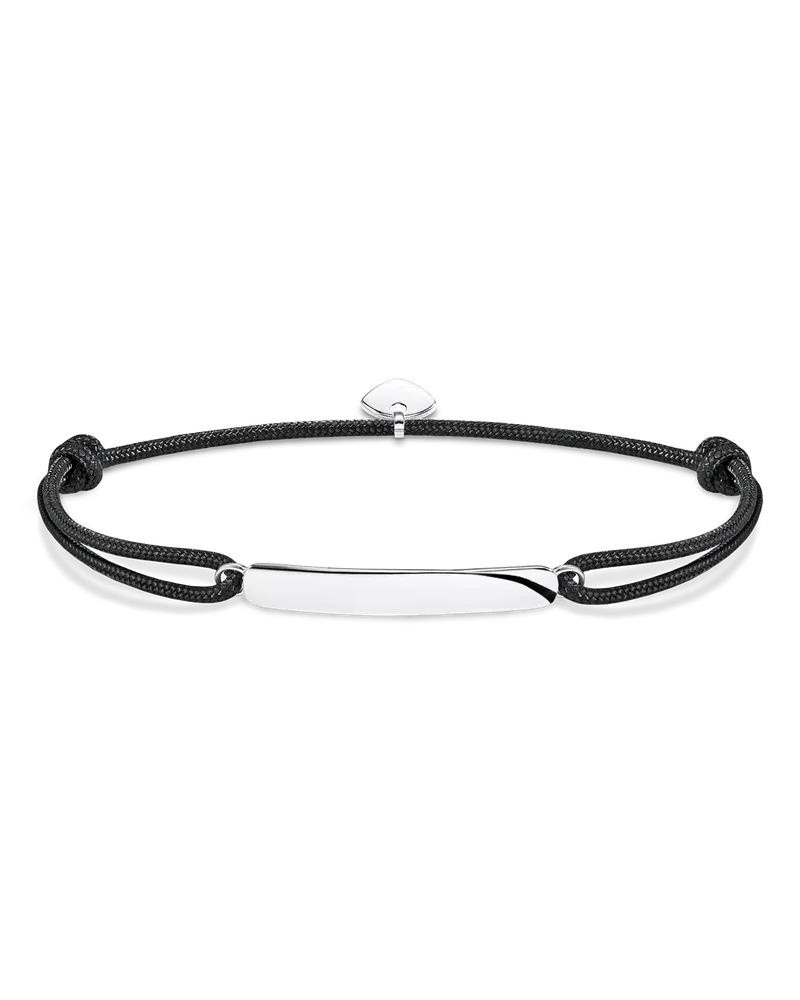 Thomas Sabo Herren Armband Little Secret klassisch mit Gravur, Sterlingsilber Schwarz