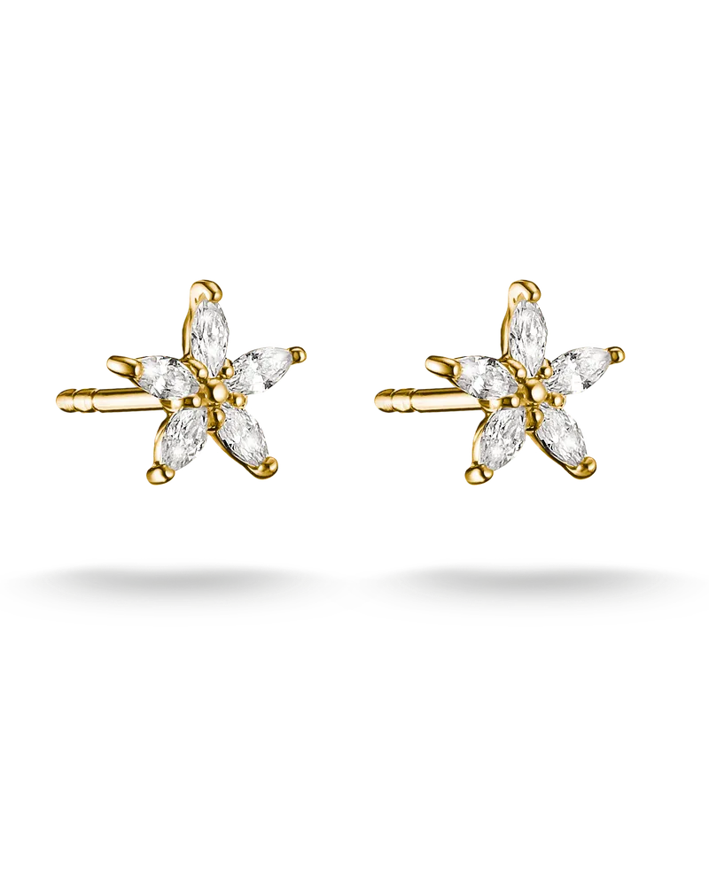 Thomas Sabo Ohrstecker Blume mit weißem Zirkonia weiß H2376-M01-14 Gelbgoldfarben