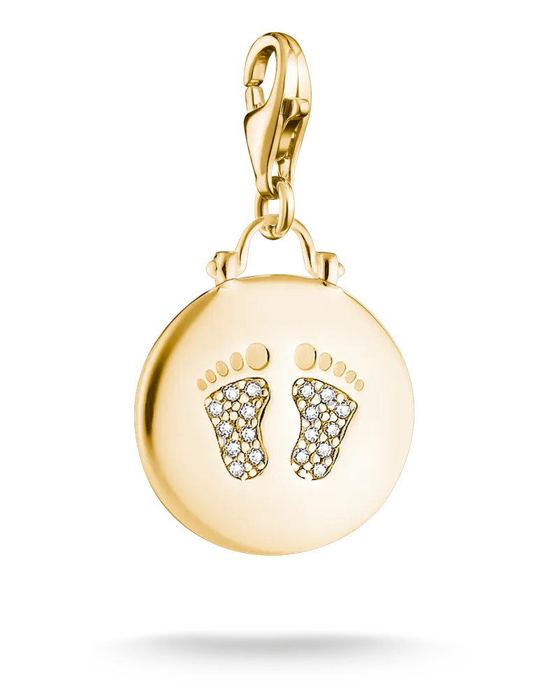 Thomas Sabo Charm Babyfüße mit weißem Zirkonia – Original weiß 1692-M01-14 Gelbgoldfarben