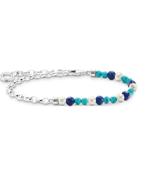 Thomas Sabo Charm-Armband mit blauen Beads und weißen Perlen Silber Dunkelblau