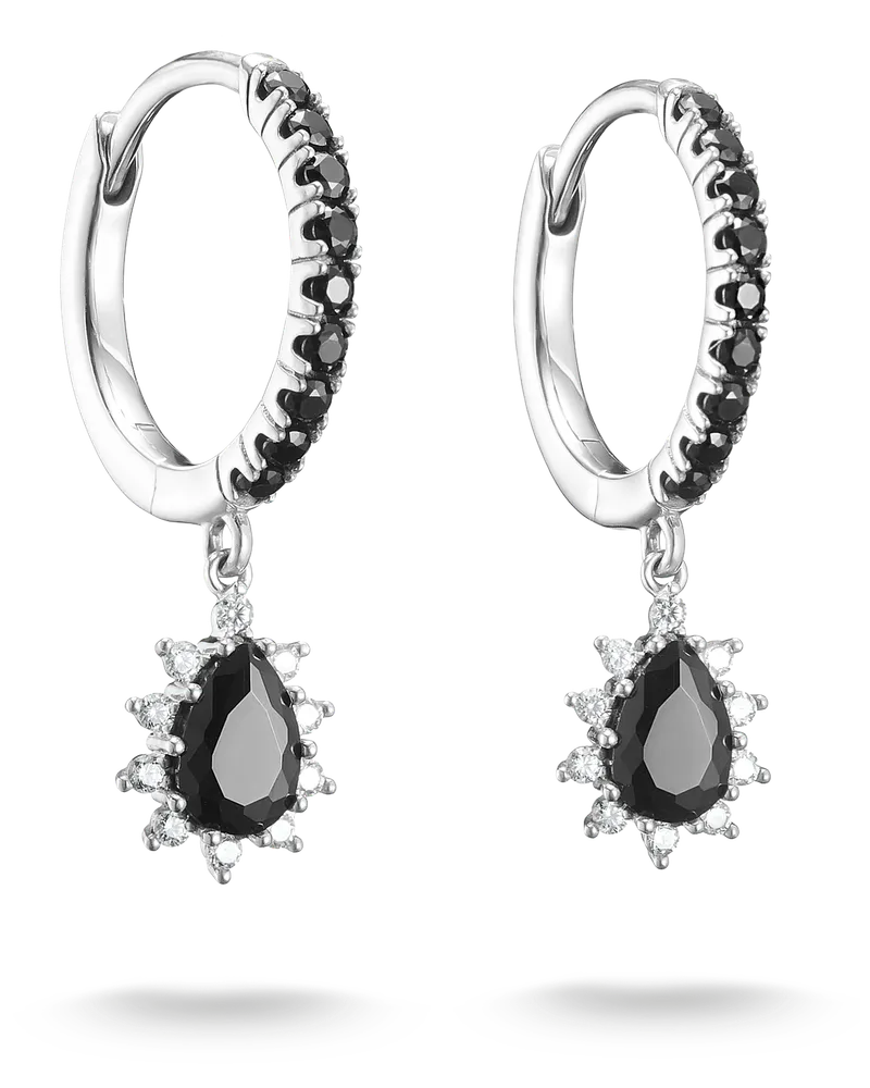 Thomas Sabo Damen Creolen True Romance mit Anhänger Zirkonia Silber, Sterlingsilber Schwarz