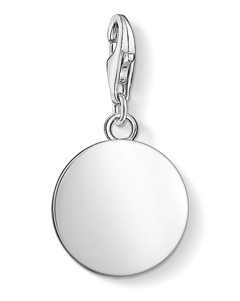 Thomas Sabo Damen Charm-Anhänger Coin mit Gravur, Sterlingsilber, Charm Club Collection Silberfarben