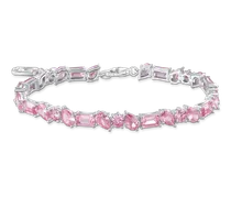 Tennisarmband mit 31 pinkfarbenen Steinen Silber