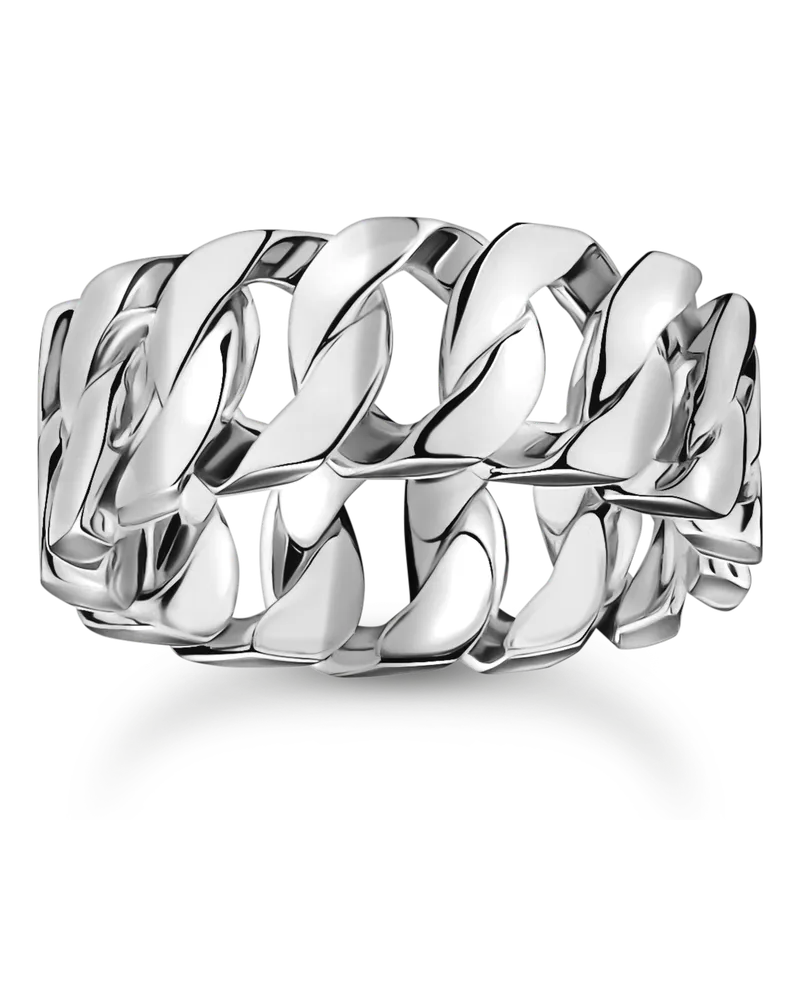 Thomas Sabo Herren Ring Kettenglieder breit Silber, Sterlingsilber geschwärzt Silberfarben