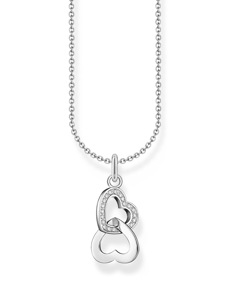 Thomas Sabo Damen Kette mit Anhänger verschlungene Herzen Silber, Sterlingsilber, Charming Collection Silberfarben