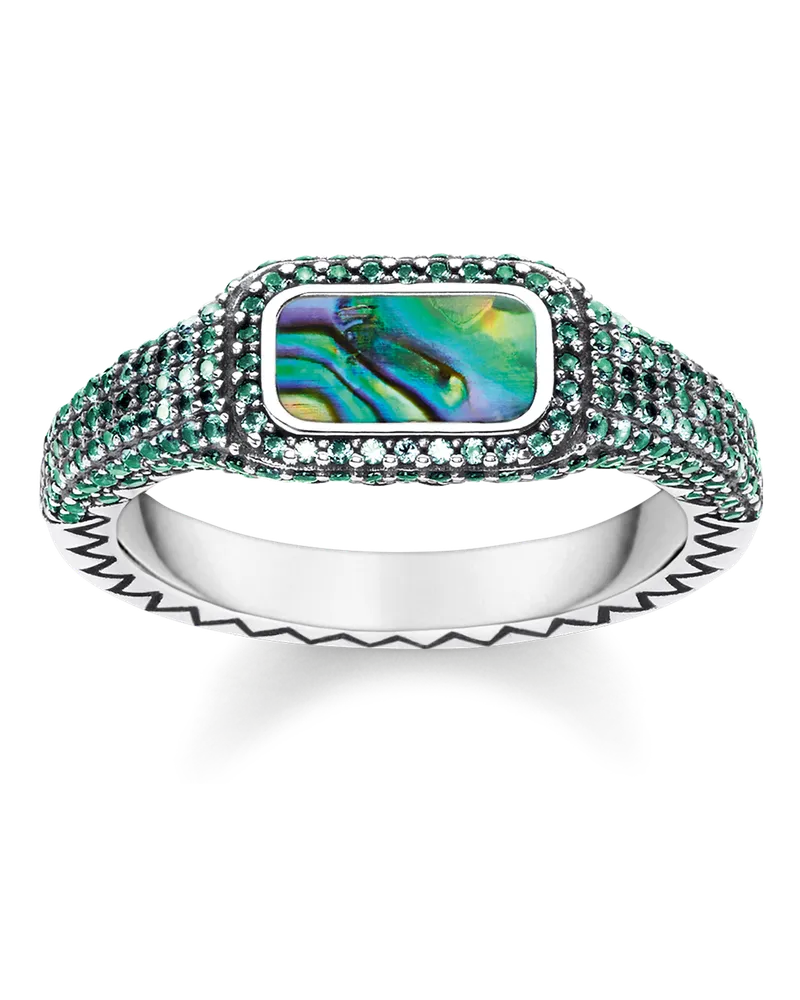 Thomas Sabo Damen Ring Farbenspiel grün, Sterlingsilber geschwärzt Grün