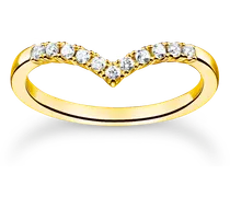 Ring V-Form mit weißen Steinen gold