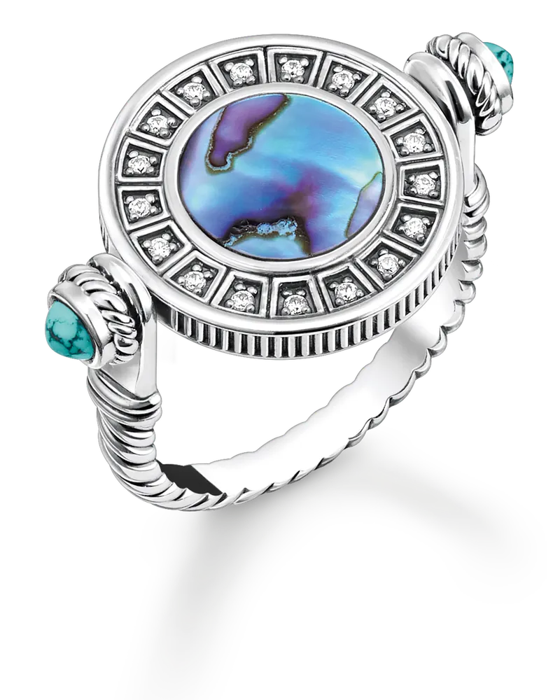 Thomas Sabo Damen Ring drehbar mit Abalone-Perlmutt Silber, Sterlingsilber Silberfarben