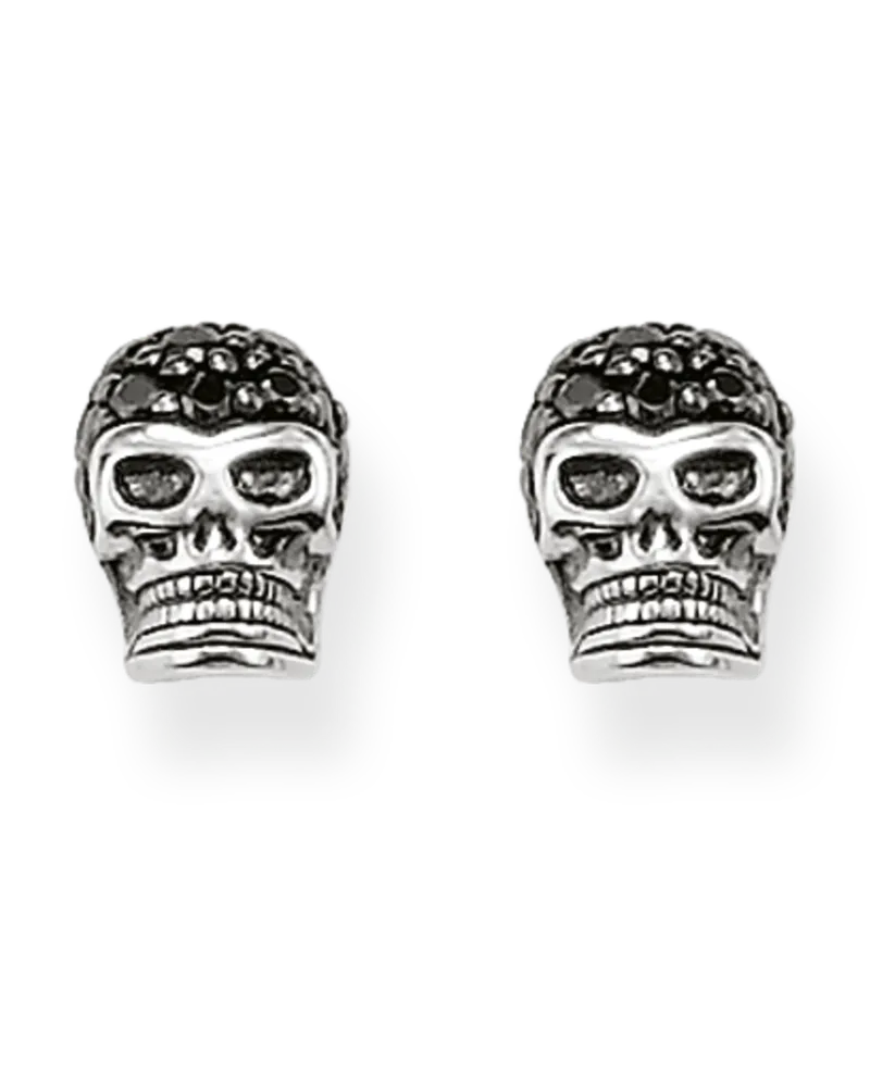Thomas Sabo Damen Ohrstecker Totenkopf, Sterlingsilber Schwarz