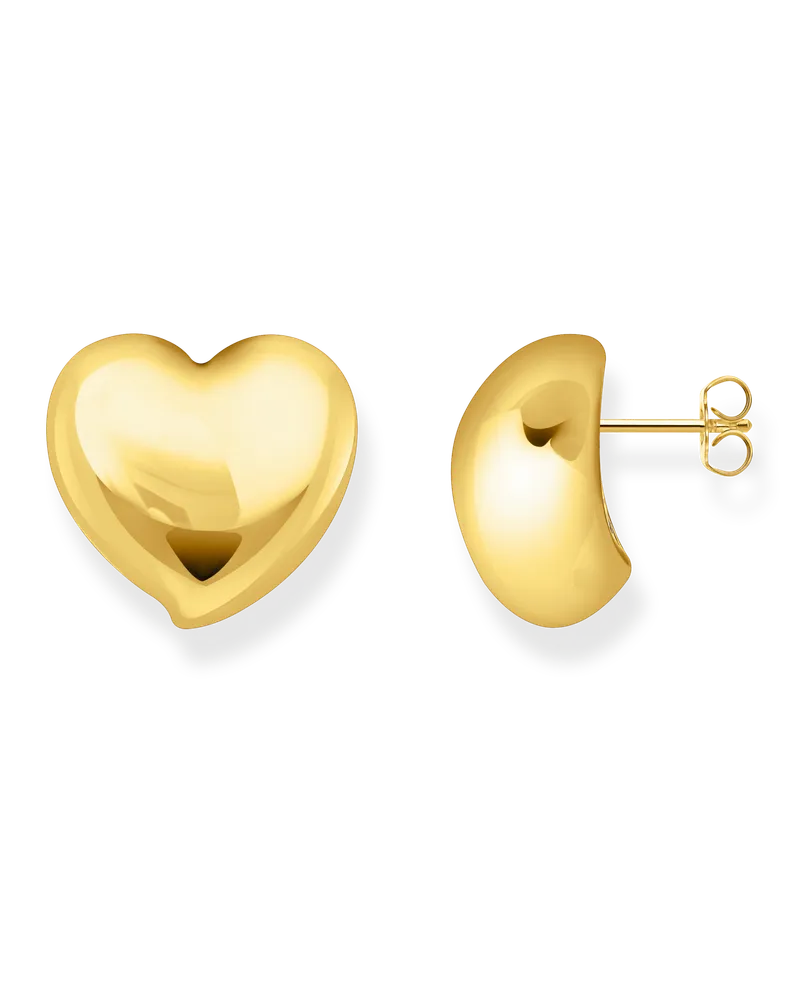 Thomas Sabo Damen Ohrringe in Herzform vergoldet, Sterlingsilber Gelbgold vergoldet Gelbgoldfarben