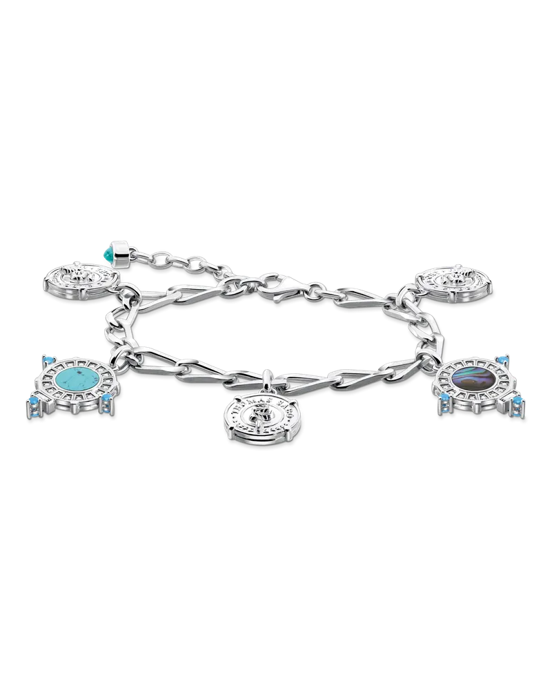 Thomas Sabo Damen Armband mit Münzanhängern Silber, Sterlingsilber geschwärzt Silberfarben