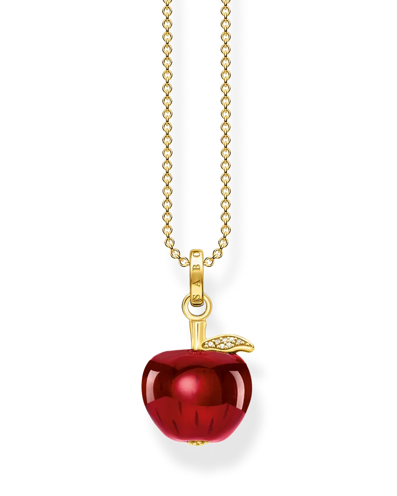 Thomas Sabo Damen Kette mit rotem Apfel vergoldet, Sterlingsilber Gelbgold vergoldet Gelbgoldfarben