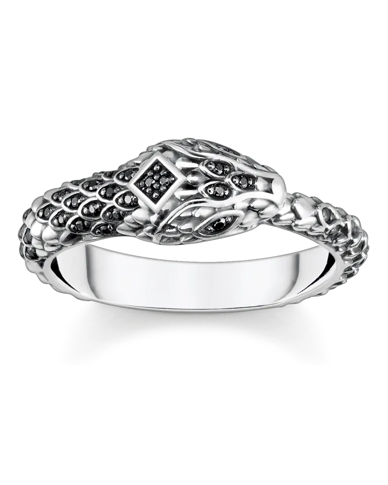Thomas Sabo Herren Ring geschwärzt Schlange, Sterlingsilber Schwarz
