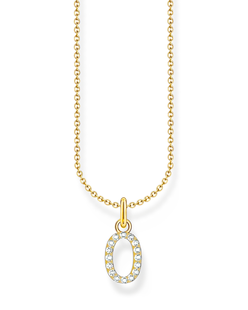 Thomas Sabo Damen Kette mit Buchstaben-Anhänger O vergoldet, Sterlingsilber Gelbgold vergoldet, Charming Collection Gelbgoldfarben