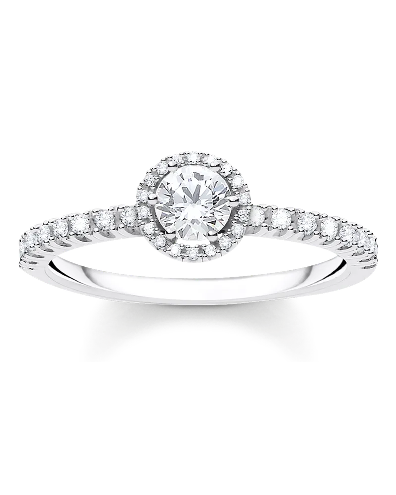 Thomas Sabo Damen Ring weiße Steine silber, Sterlingsilber, Charming Collection Silberfarben