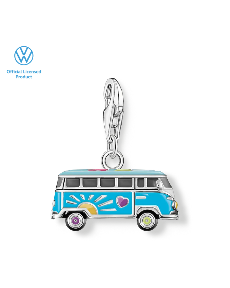 Thomas Sabo Damen Charm-Anhänger Original Volkswagen Hippie-Bus, Silber, Sterlingsilber, Charm Club Collection Fuchsia