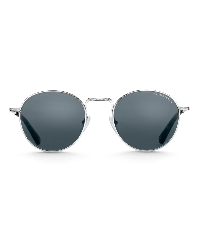 Thomas Sabo Herren Sonnenbrille Johnny Panto Havanna, Sterlingsilber / Glas Blau