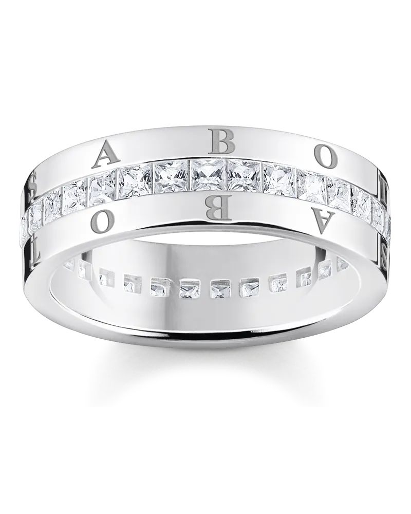 Thomas Sabo Damen Bandring mit weißen Steinen Pavé Silber, Sterlingsilber Silberfarben