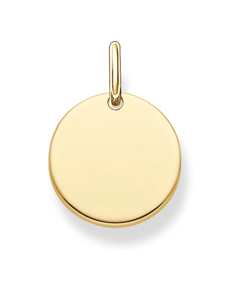 Thomas Sabo Damen Anhänger Coin klein gold mit Gravur, Sterlingsilber Gelbgold vergoldet Gelbgoldfarben