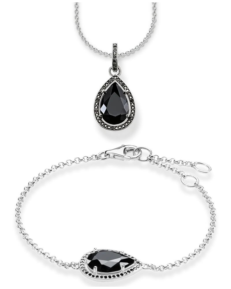 Thomas Sabo Damen Armband & Kette, Sterlingsilber Schwarz