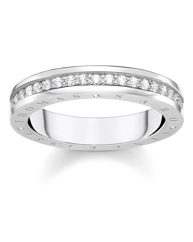 Thomas Sabo Damen Ring mit weißen Steinen Pavé Silber, Sterlingsilber Silberfarben