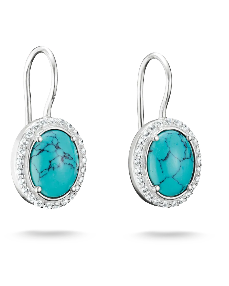 Thomas Sabo Damen Ohrringe Türkise Ovale Steine Silber, Sterlingsilber Silberfarben
